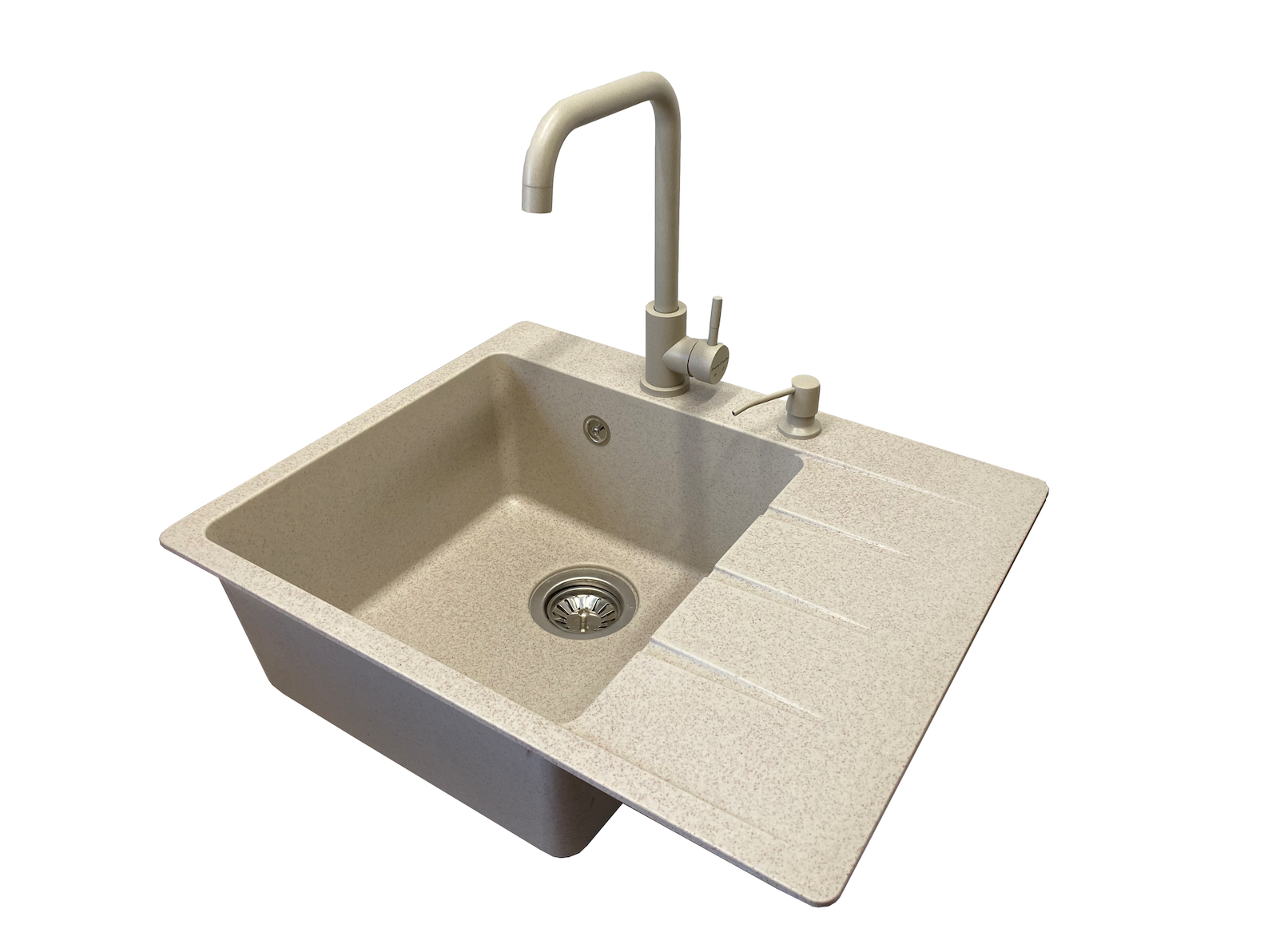 Мойка кухонная VECTOR Forest 62x50 см чаша слева/смеситель/дозатор в цвет мойки/сифон Бежевый (686b4ce4)