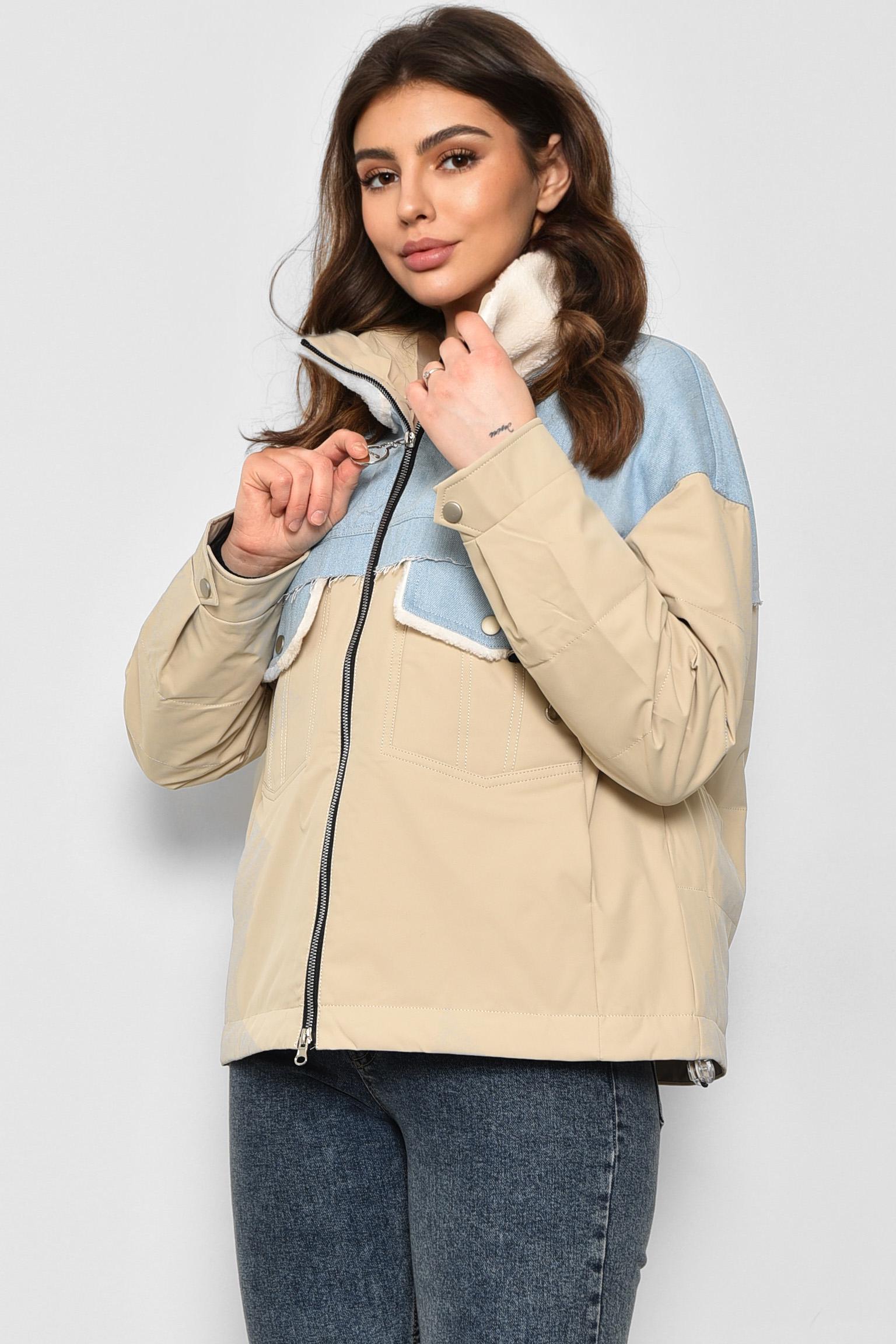 Куртка женская демисезонная L Бежево-голубой (175899) - фото 2 Куртка женская демисезонная L Бежево-голубой (175899) - фото 2