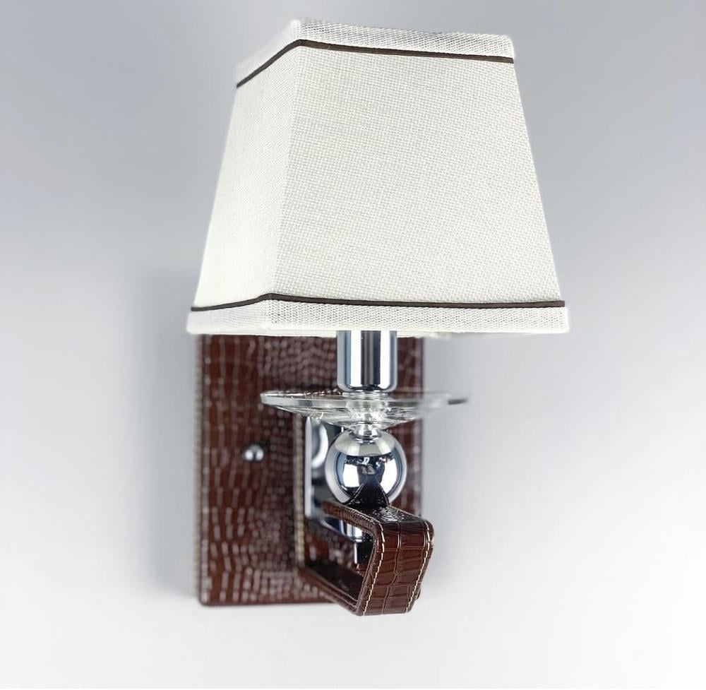 Бра Line.F S 1449/1 BR с классическим тканевым абажуром и экокожей (934_1388)