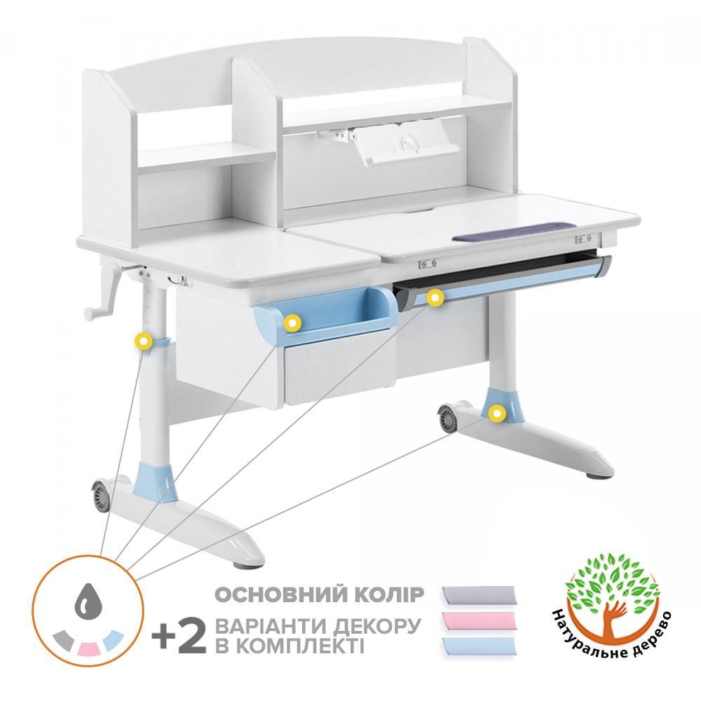 Шкільна ергономічна парта трансформер ErgoKids Romana Multicolor Білий (Evo-70 W/MC) - фото 4