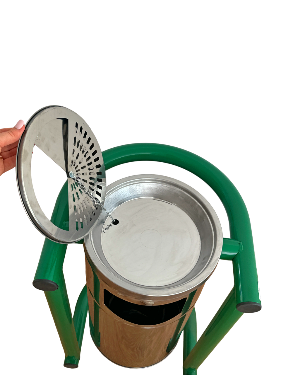 Урна-пепельница уличная MAXIFLOW из нержавеющей стали на подставке на 42 л (4505.5044S.430.00) - фото 8