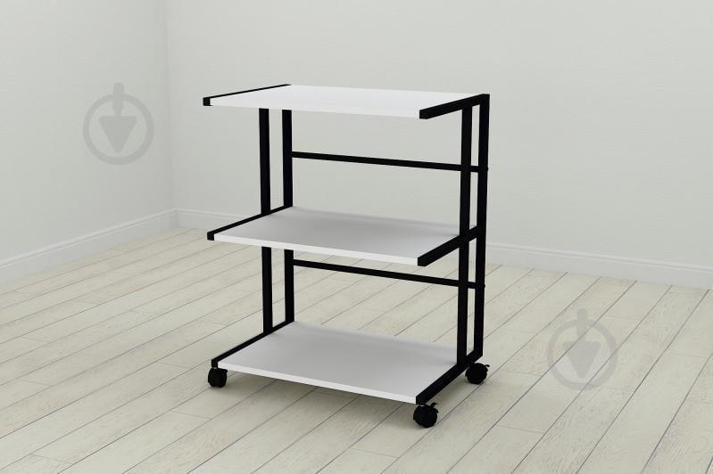 Этажерка на колесиках Ferrum-decor Камило 75x40x60 металл Черный ДСП Белое 16мм (KAM0001)