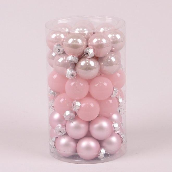 Набір ялинкових кульок скляних Мікс 2,5 см 48 шт. Рожевий (44534)