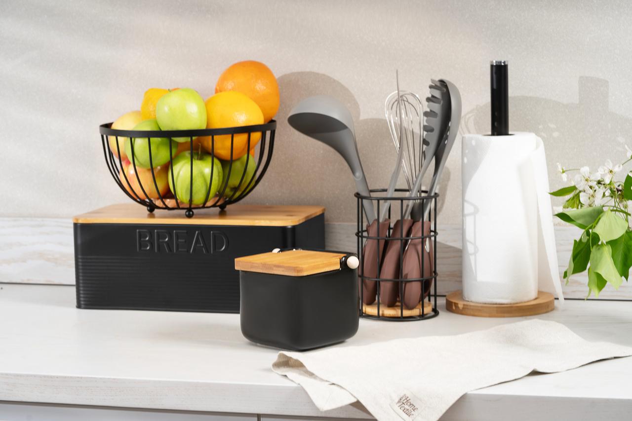 Кошик фруктовниця Ardesto AR0904B Midori металл/дерево 25х25х13 см Чорний (2178705137) - фото 6