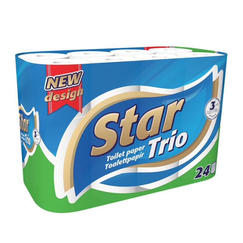 Туалетная бумага Ooops! Star Trio Стар Трио 3-х слойная 90 отрывов 24 шт. (1570083983)