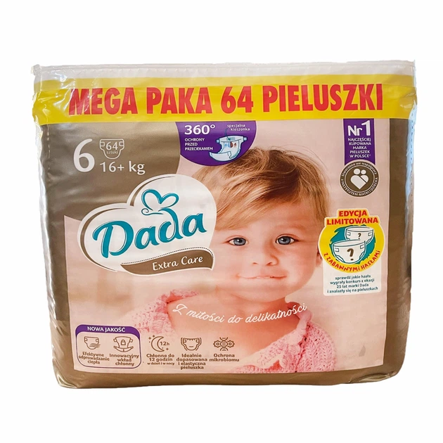 Подгузники детские Dada Extra Care 6 16+ кг 64 шт. с карманом от перетеканий (115350468)
