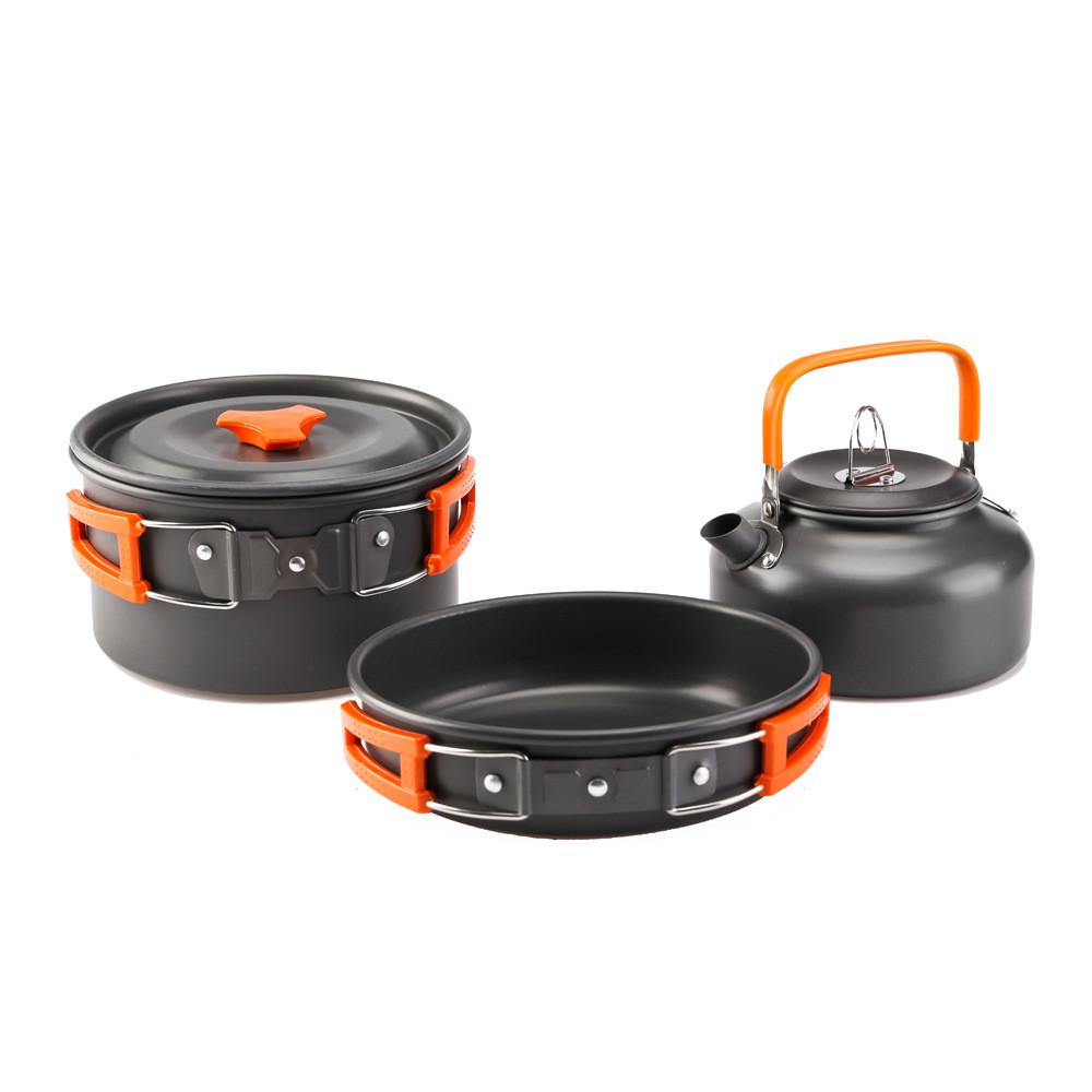 Набор туристической посуды Cooking Set DS-308 Оранжевые ручки - фото 2