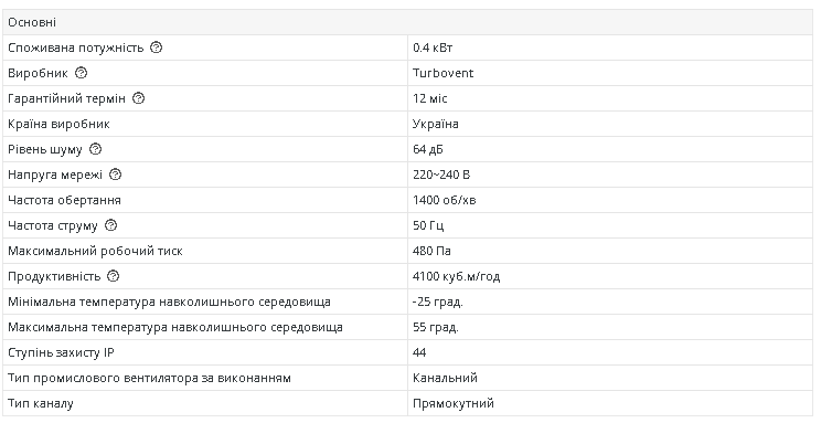 Вентилятор канальний прямокутний Турбовент ВКПН 4Е для прямокутних каналів 600х350 мм (13419813) - фото 2