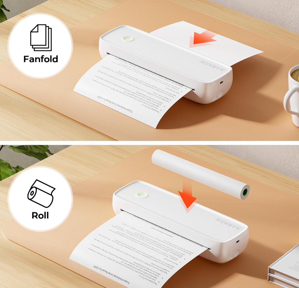 Термопринтер портативный MUNBYN ITP04 A4 без чернил Bluetooth для Android iOS ПК Белый - фото 2