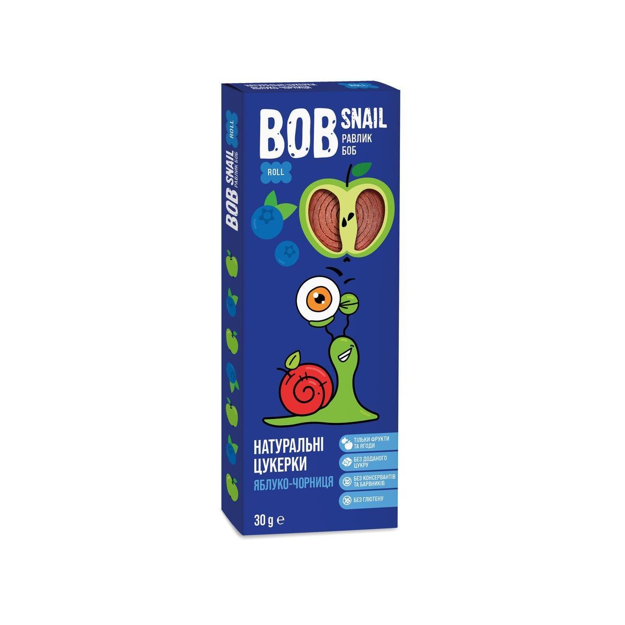 Цукерки натуральні фруктово-ягідні Bob Snail Яблуко-чорниця 30 г (2303827396)