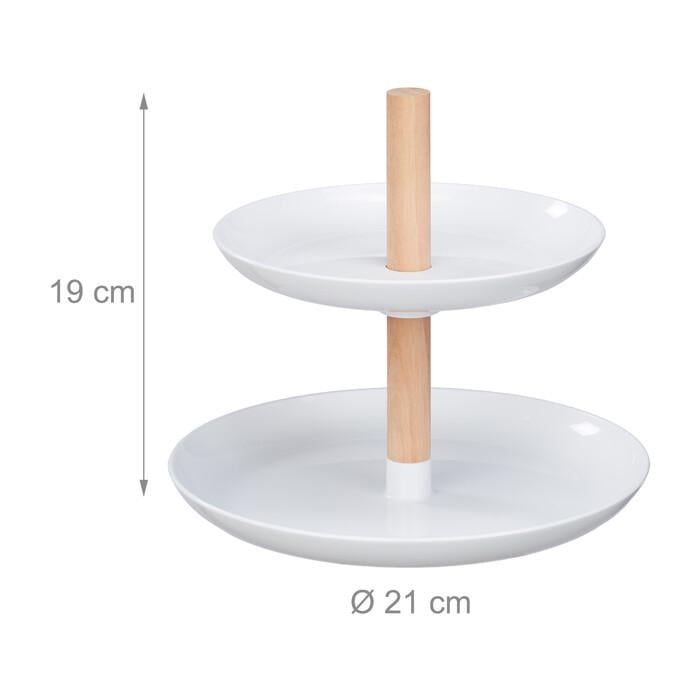 Подставка для торта Relaxdays 2-ярусная пластик и дерево - фото 4