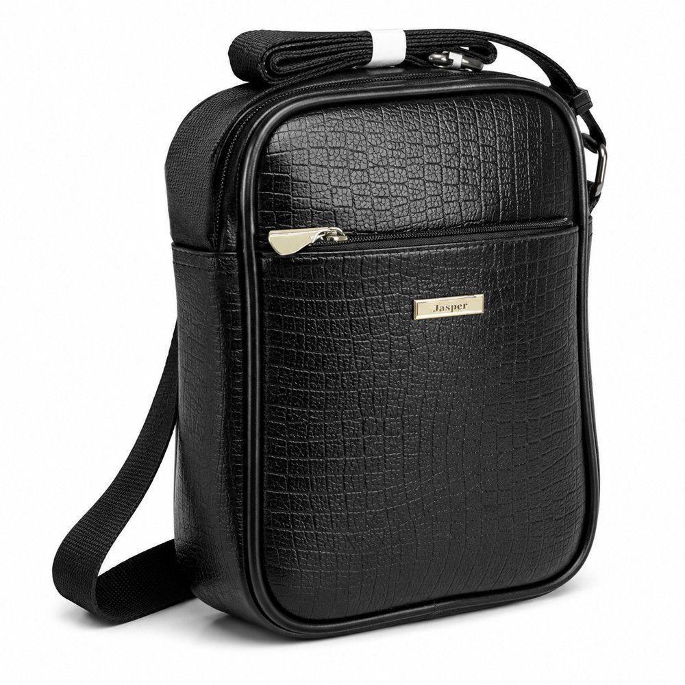 Мужская сумка через плечо Jasper 5708-2 экокожа под крокодила 25x20x7 см Black (3_08734)