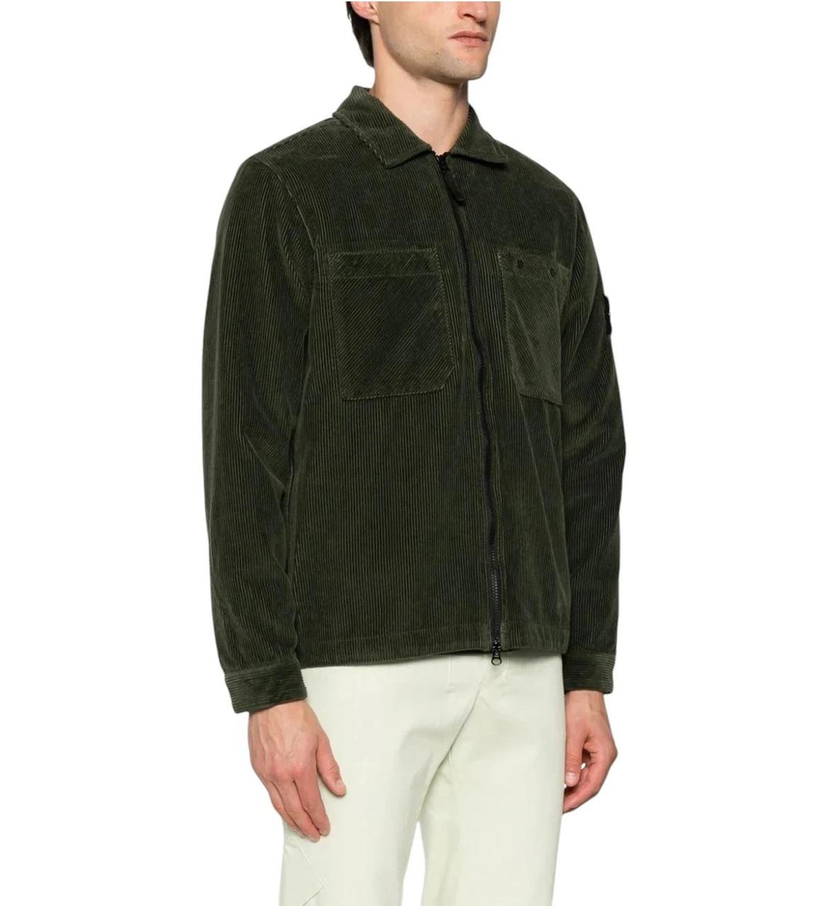 Рубашка-овершот в стиле Stone Island 11604 Organic Cotton Corduroy Green (SI11003.1L)