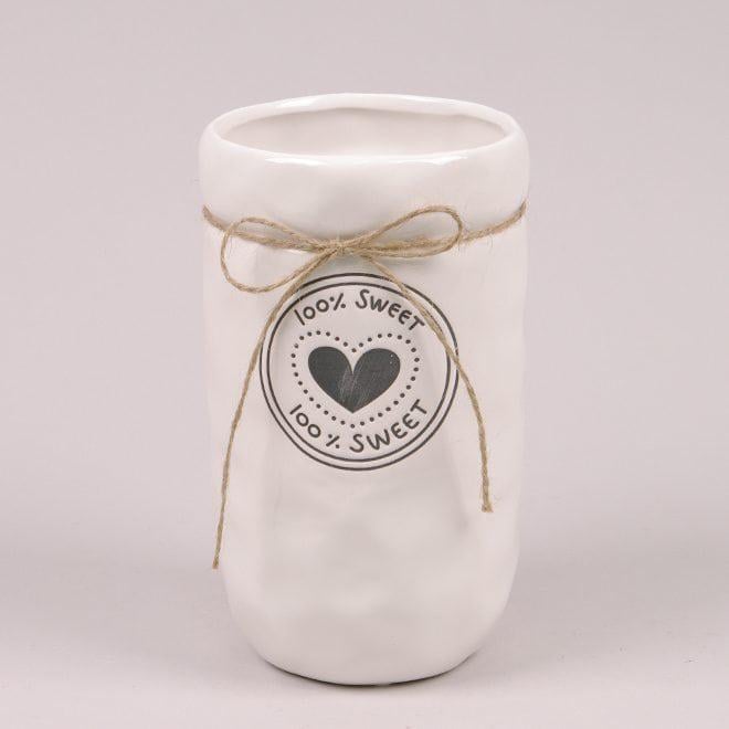 Ваза керамическая Flora "100% SWEET" 20 см Белый (36469)