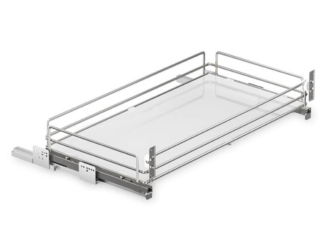 Корзина фасад 600 выдвижная с дотягивателем Inoxa Ellite 5202ЕY с креплением фасада Хром/Белый