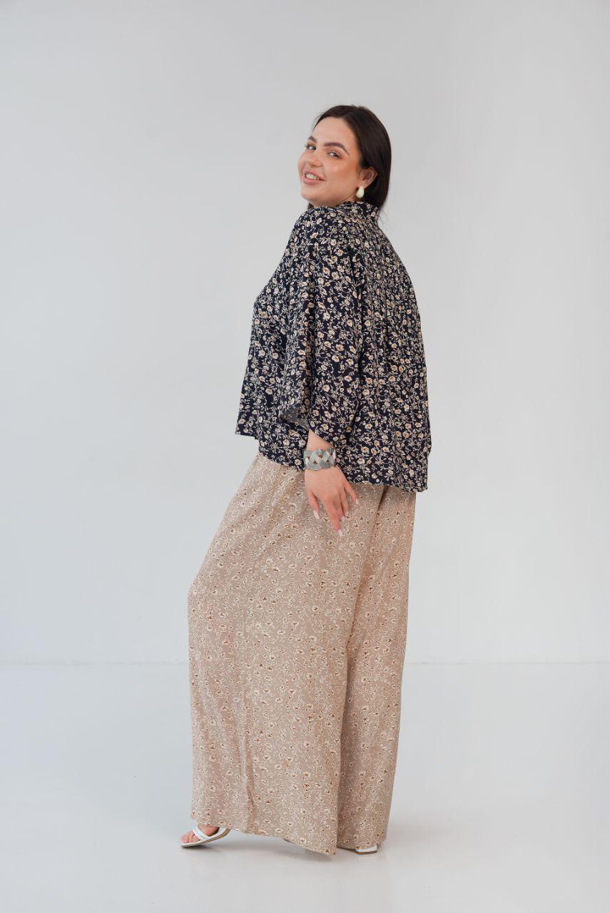 Брюки хлопковые женские широкого покроя р. 60-62 Песочный (14-5229 7) - фото 2 Брюки хлопковые женские широкого покроя р. 60-62 Песочный (14-5229 7) - фото 2