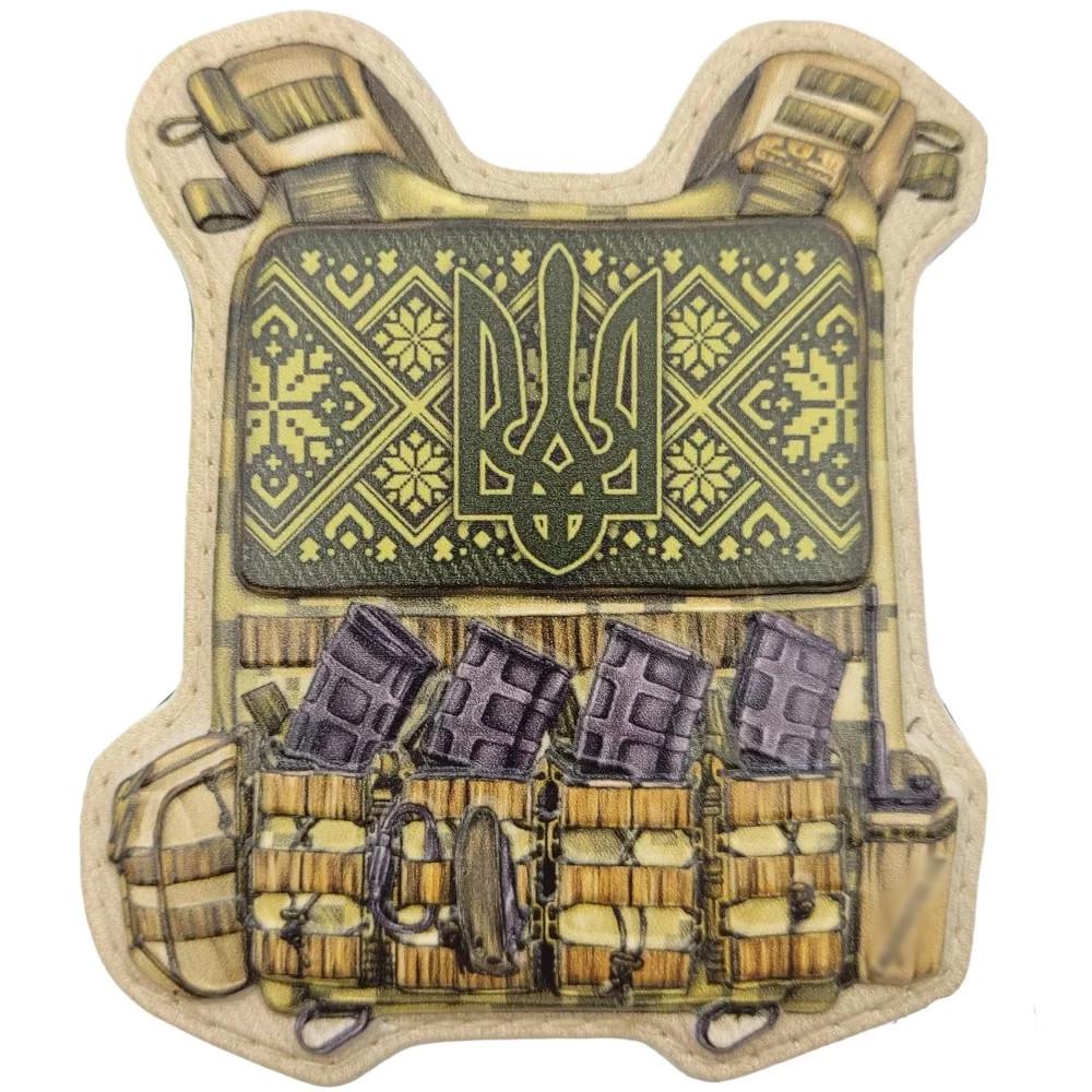 Патч объемный 3D Броник трезубец с вышивкой ПВХ на липучке (07130887)