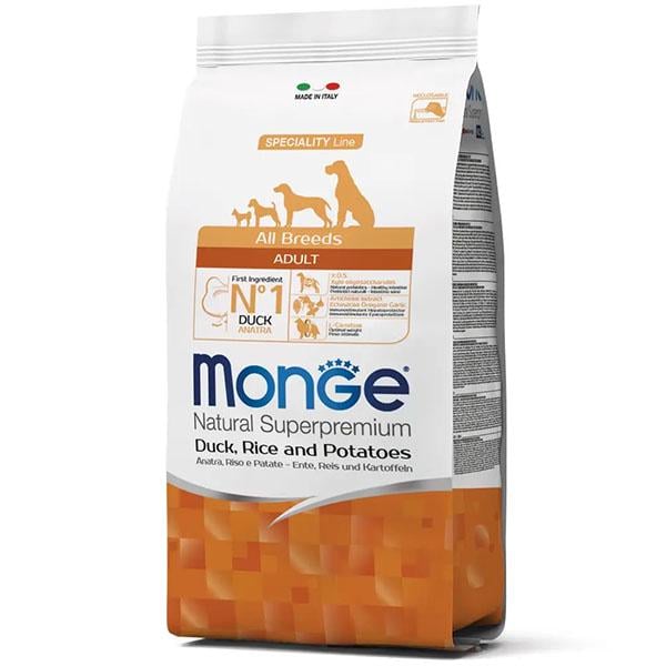 Корм для собак сухой Monge Dog All Breeds утка/рис/картофель 15 кг (000025638)