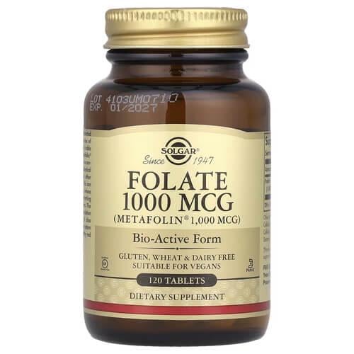 Фолиевая кислота B-9 Solgar Folate 1,000 mcg 120 табл. (SOL-53596)