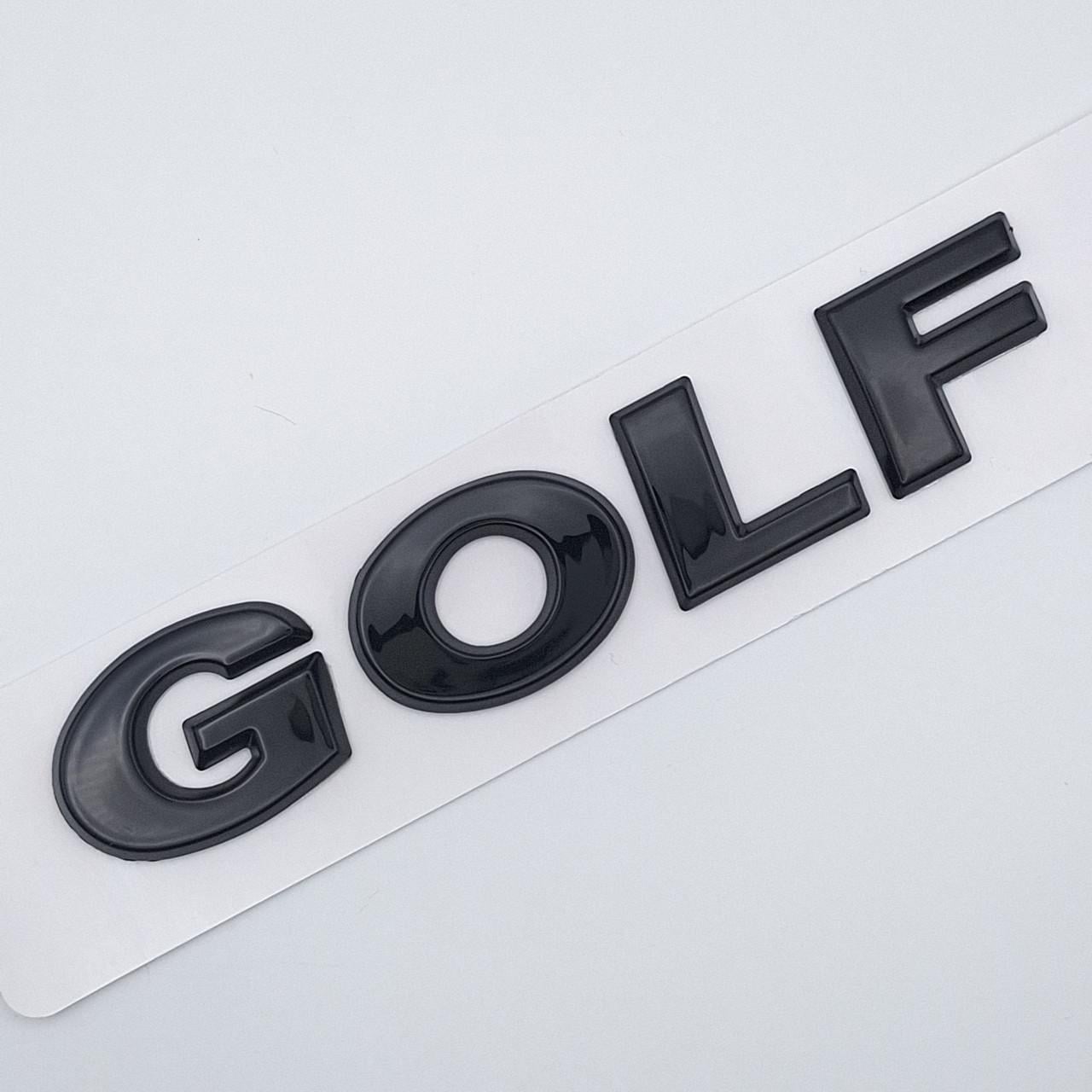 Эмблема надпись Golf Volkswagen ABS 12х2,3 см Черный глянцевый (2452563888)