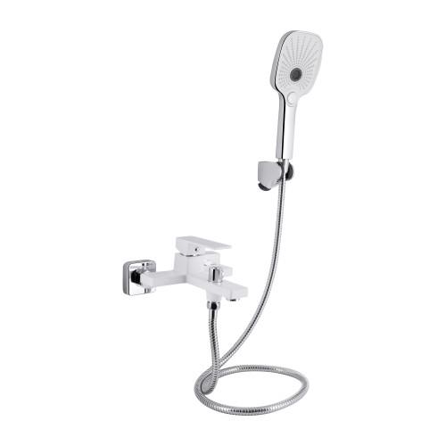 Смеситель для ванны Q-tap Gemini с душевой гарнитурой Chrome/White (QTVGEM259CRW45683)
