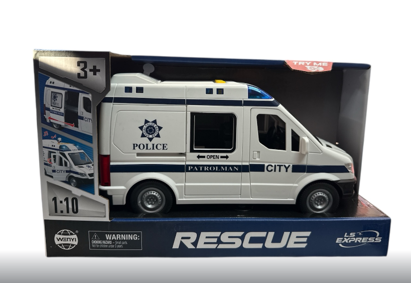 Машинка WY 1152 B Поліція підсвічування звуки інерція двері відчиняються масштаб 1:10 в коробці