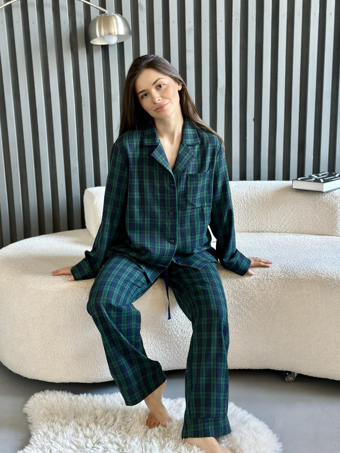 Пижама женская COSY в клетку рубашка/штаны М Зелено-синий (F231P01) Пижама женская COSY в клетку рубашка/штаны М Зелено-синий (F231P01)