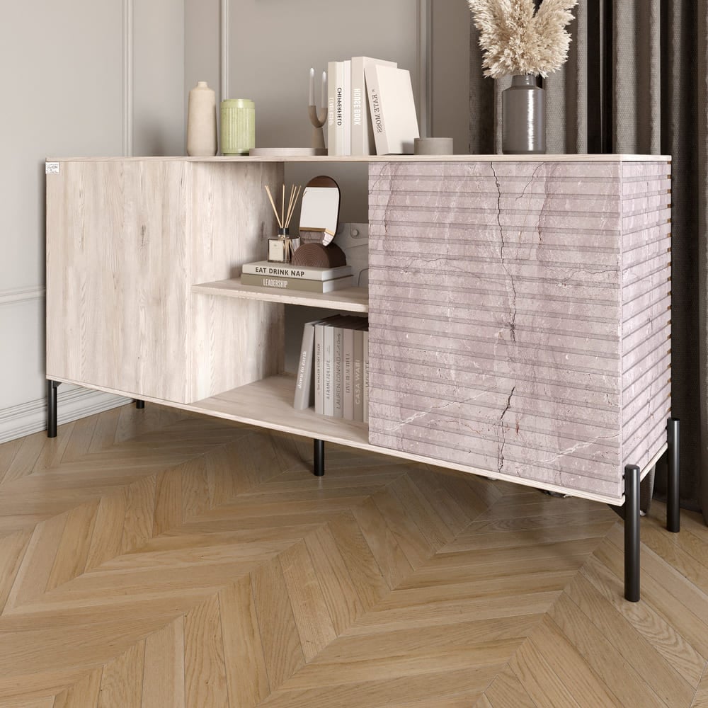 Комод Lion Грей 154x38x76,5 см Самоа Дымчатый/Камень (LION-042815)