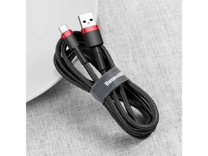 Кабель для швидкого заряджання BASEUS Cafule Cable USB для Type-C Quick Charge 3,0 3 A 1 м Black/Red (CATKLF-B91) - фото 3