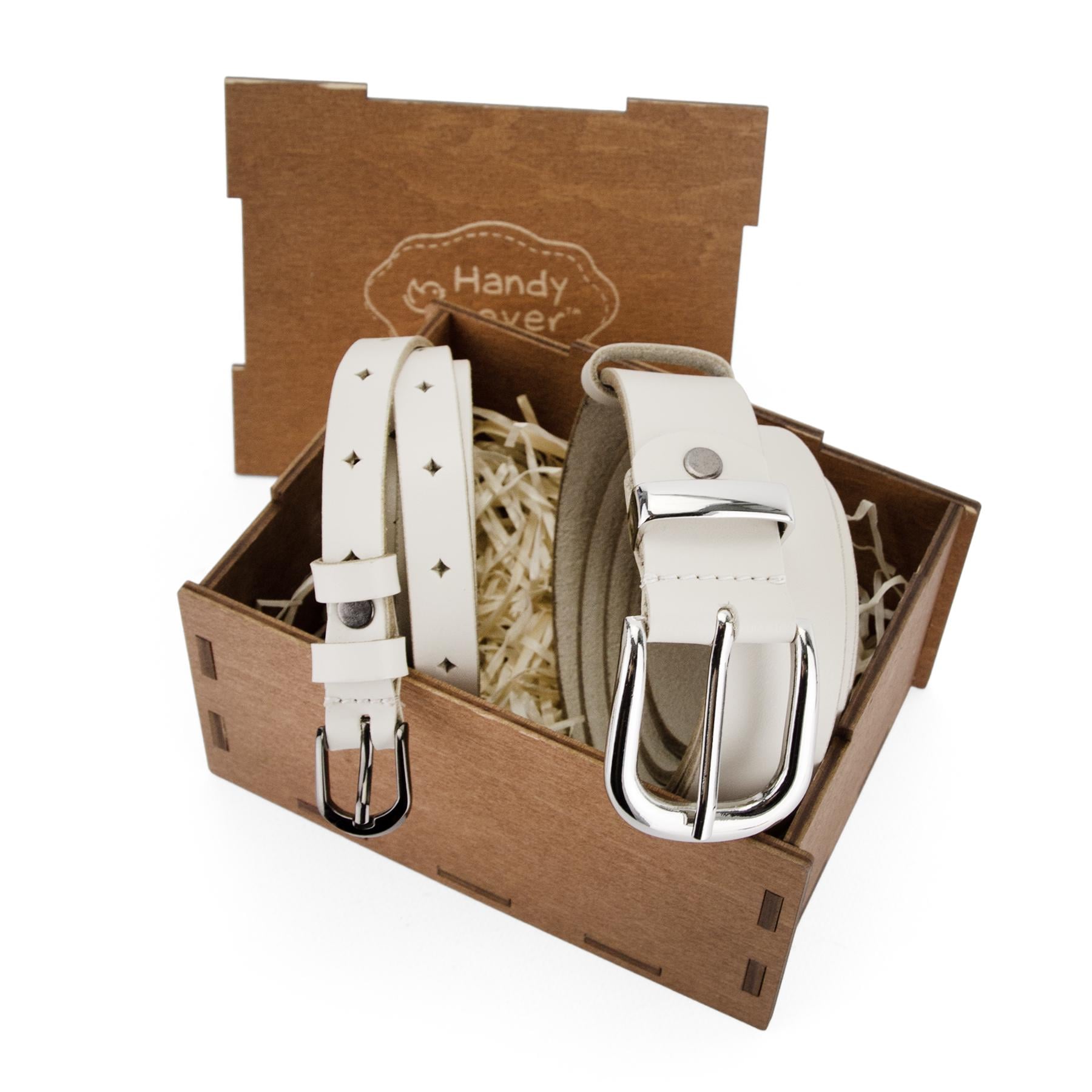 Подарочный набор женский №103 два ремня в коробке Молочный (2904185412)