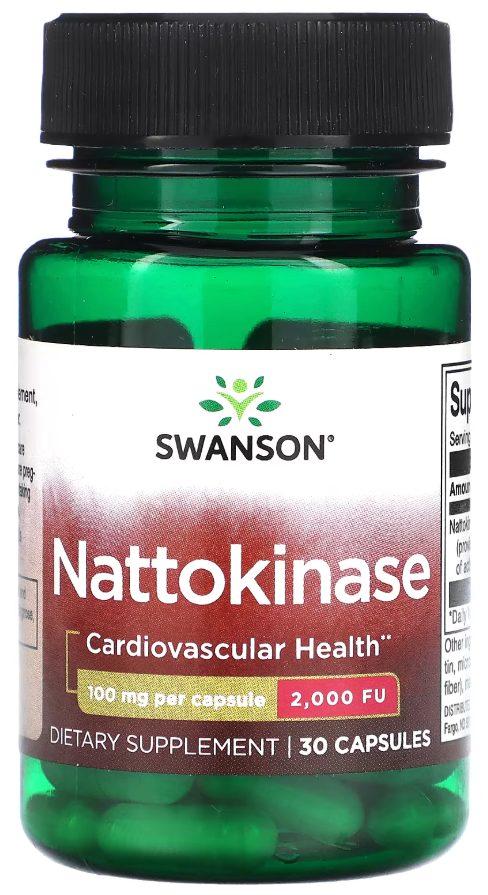 Фермент наттокиназа Swanson Nattokinase Cardiovascular Health 100 мг 30 капсул