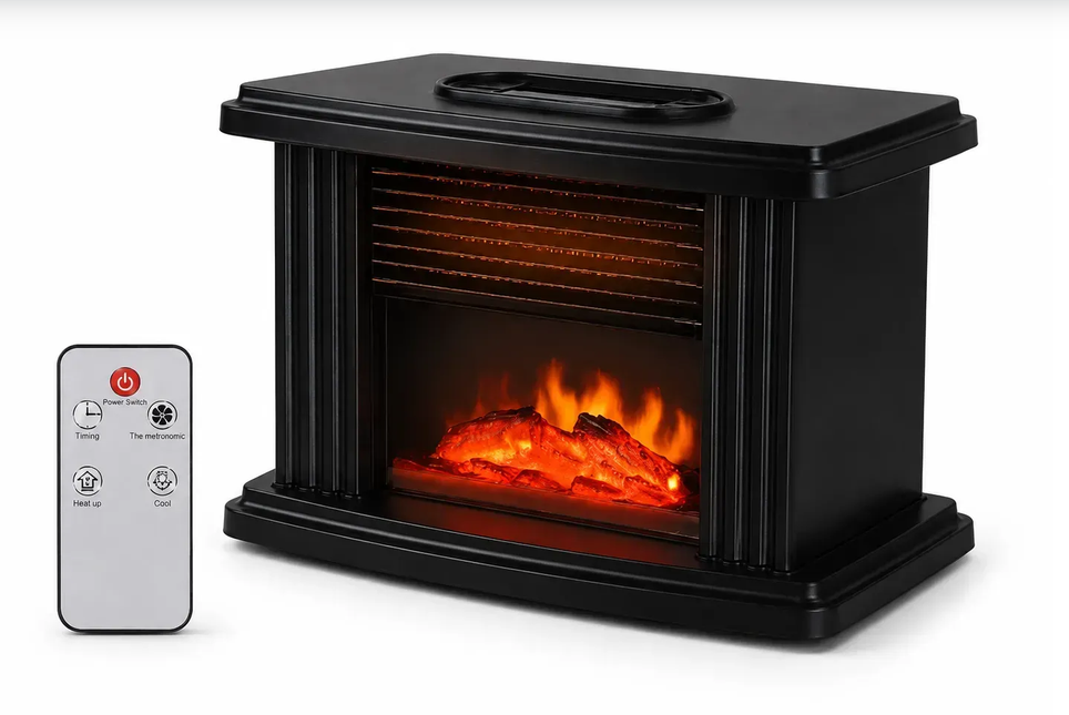 Тепловентилятор портативный FLAME Heater 500-1000 Вт PTC 15-32°C до 20 кв. м пульт/таймер 12 ч Черный (AsAD-2688)