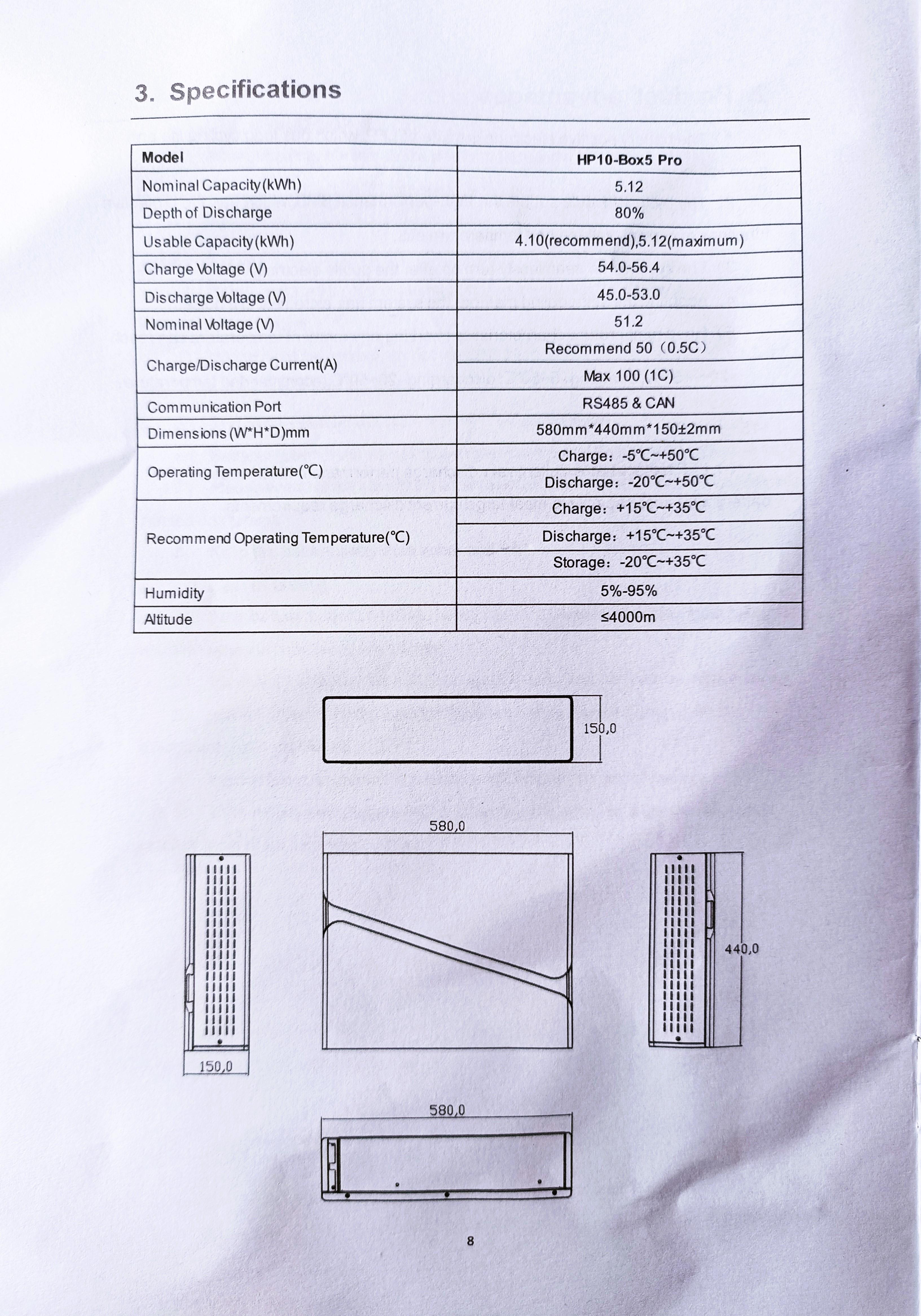 Аккумуляторная батарея SHOTO HP10-Box5 100 Ah 51,2V 5120 Wh (LiFePO4) - фото 9