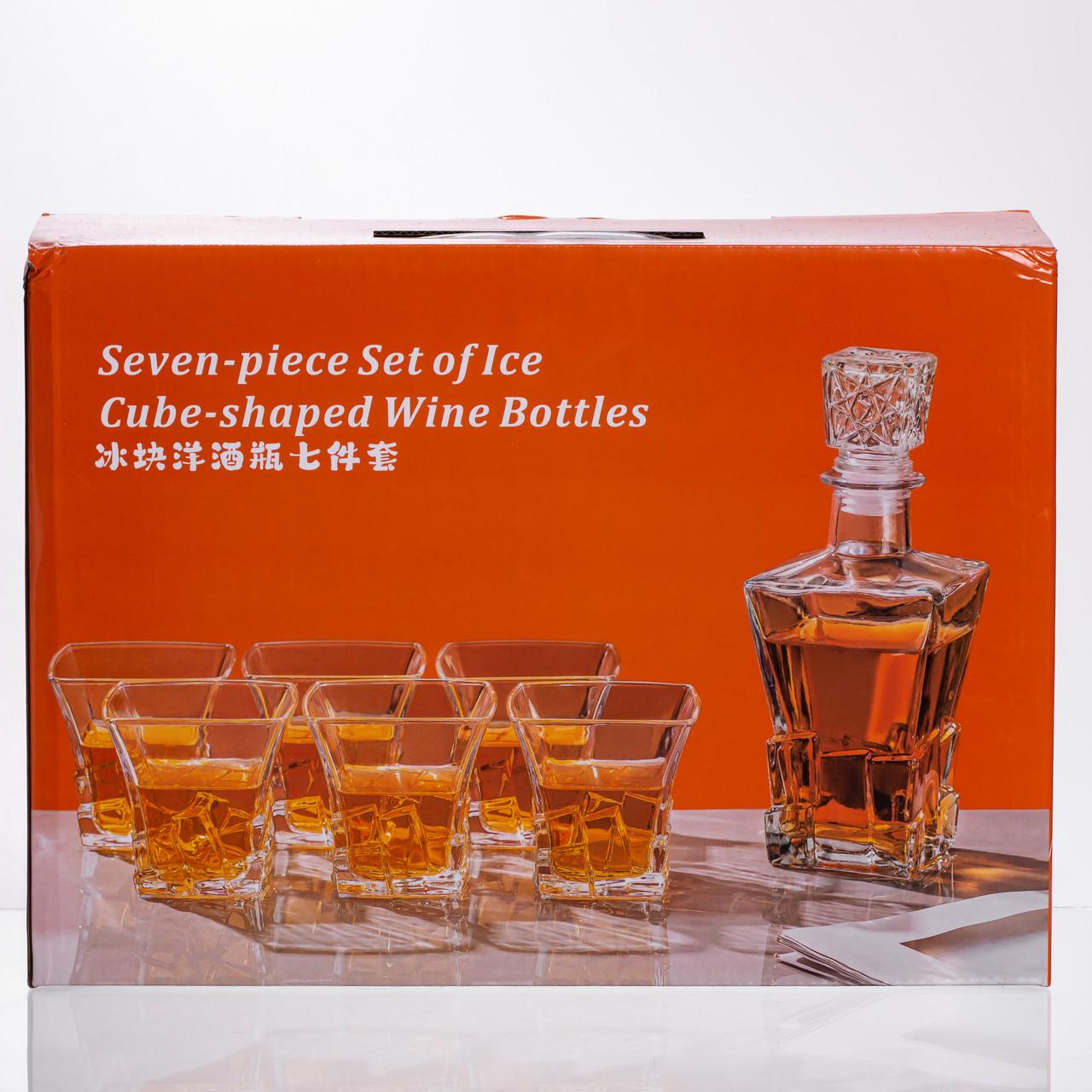 Набір графин для напоїв із товстого скла та склянки 6 шт. Прозорий (64486-26) - фото 5