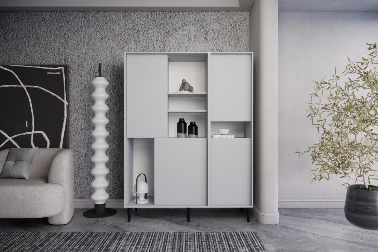 Шкаф на 4 секции Mebex ROYALE 1400х1840х460 мм Серый (ROYALE4F1400LGLG) Шкаф на 4 секции Mebex ROYALE 1400х1840х460 мм Серый (ROYALE4F1400LGLG)