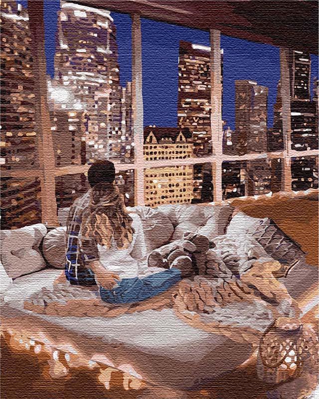 Картина по номерам Ідейка Наблюдая за городом 40х50 см (KHO4774)