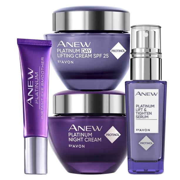 Набор антивозрастной сыворотки и кремов для лица с протинолом Avon Anew Platinum 4в1 55+ (AV14715)
