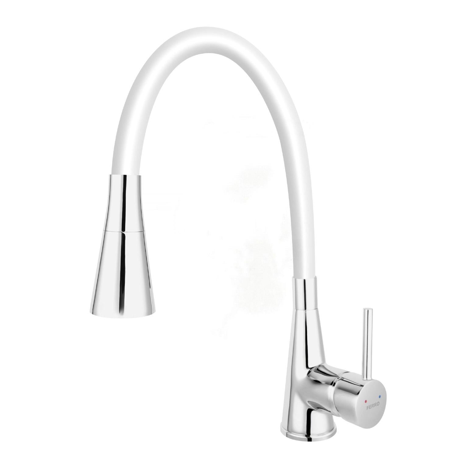 Смеситель для кухни Ferro Zumba II BZA42W с гибким изливом Белый (174778)