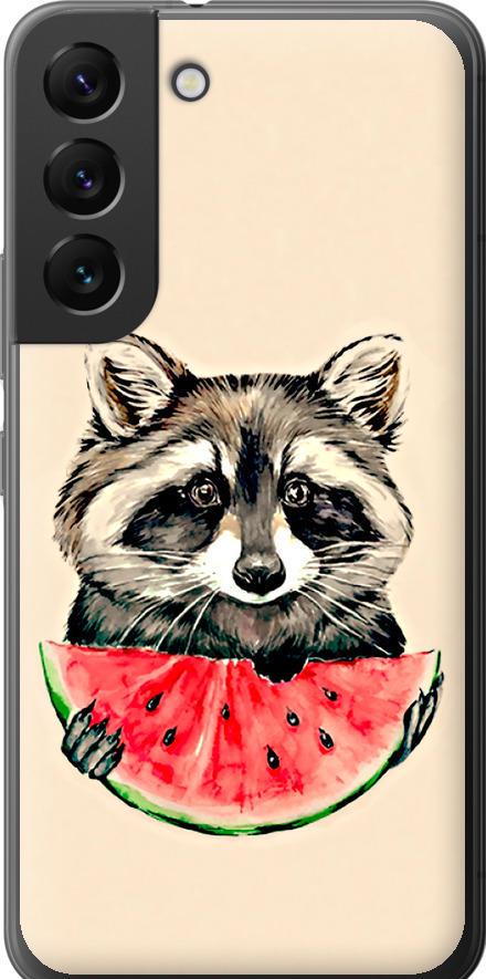 Чехол на Samsung Galaxy S22 Енотик с арбузом (4605u-2494-42517)
