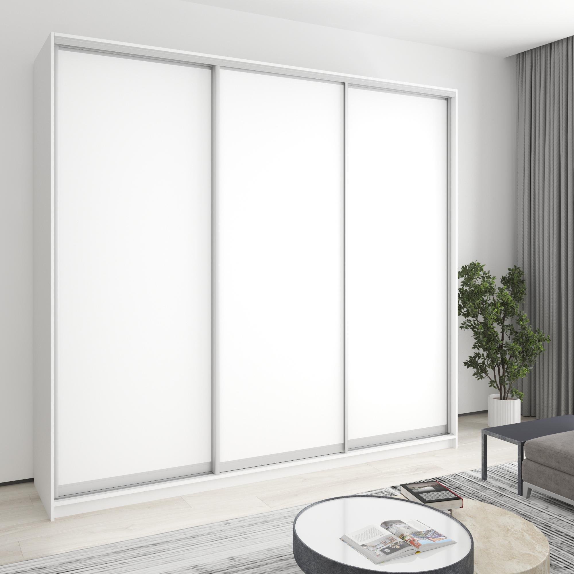 Шкаф-купе трехдверный MebelStar Уни AL 3 ДСП 260x60x240 см Аляска белый (MBS-1888)