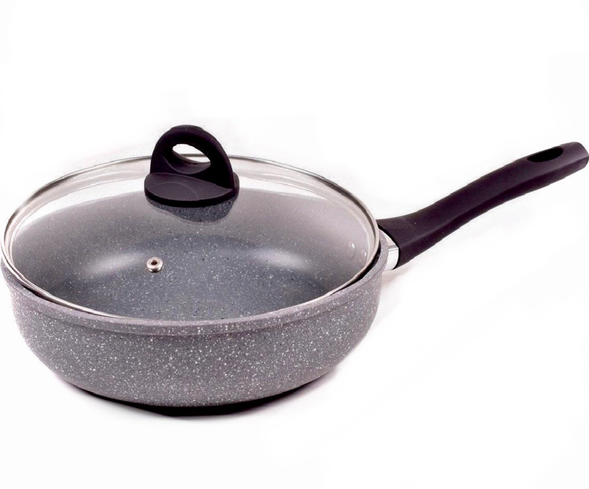 Сковорода с крышкой Вenson BN-494 с мраморным антипригарным покрытием Ø24 см (SKVRDD-016)