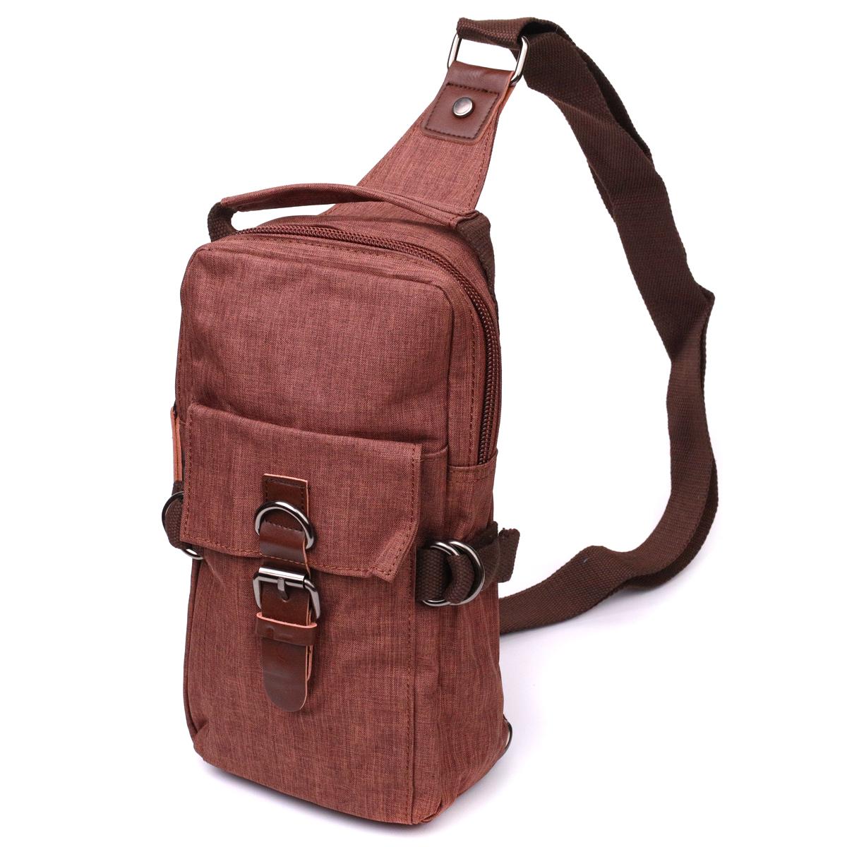 Мужская сумка Vintage Bag 22186 из плотного текстиля Коричневый