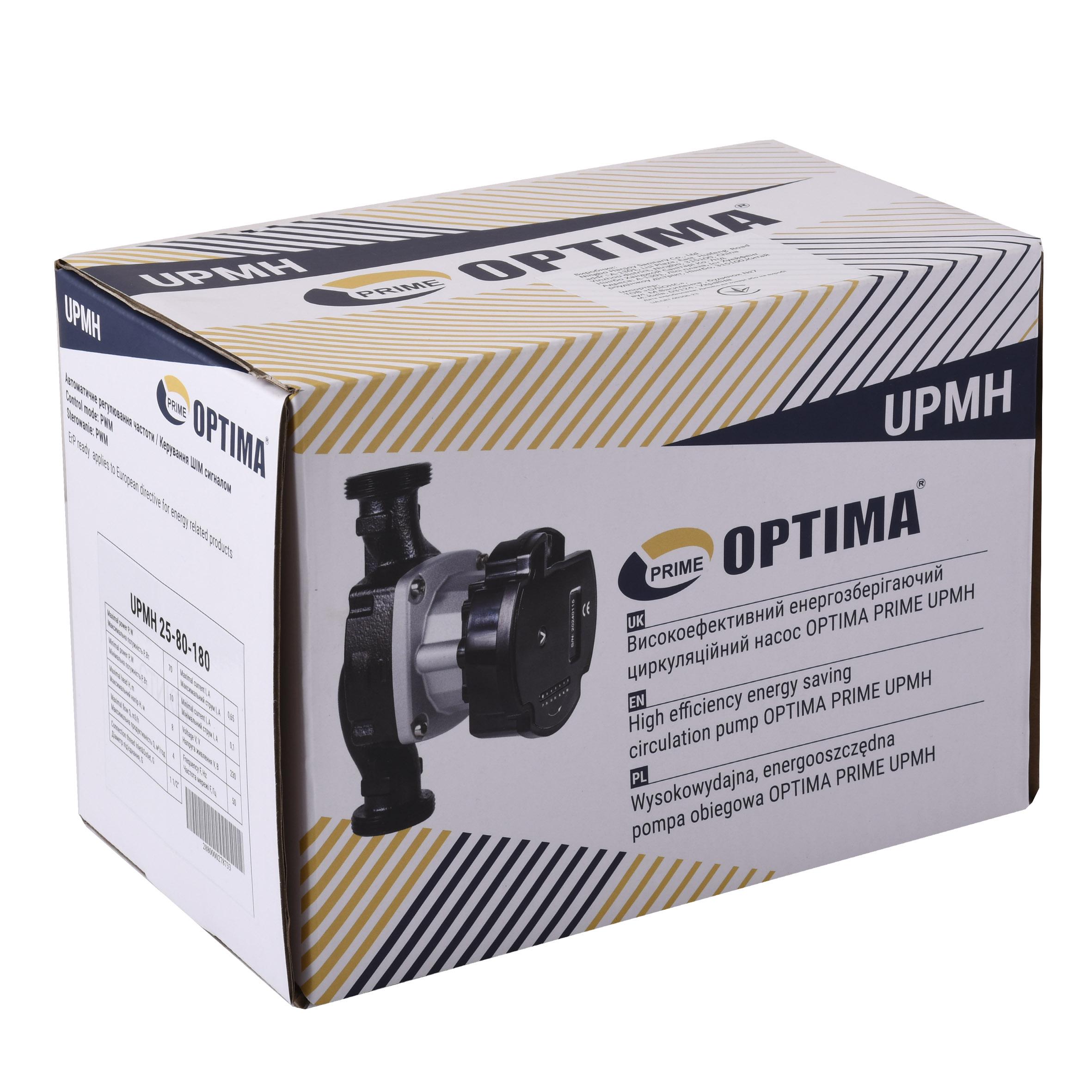 Насос циркуляційний енергоощадний Optima PRIME UPMH 25-80AUTO з гайками 180 мм (000027873) - фото 5