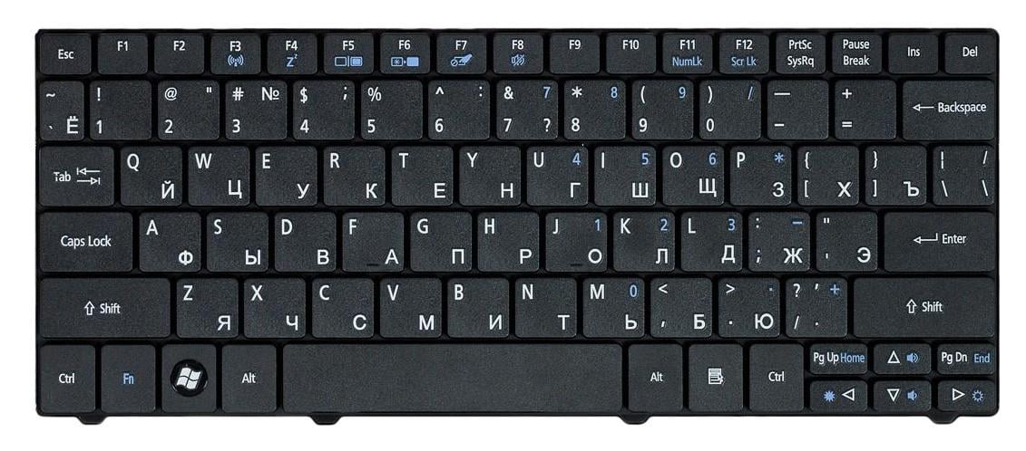 Клавиатура для ноутбука Acer Aspire 1420/1810 1810T/1820/1825/1830T Aspire One 721/722/751 EN Black