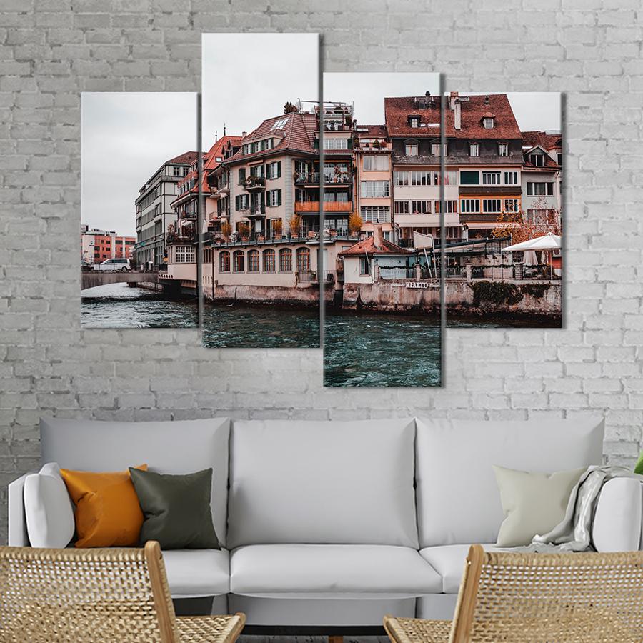 Картина город Утонченная архитектура Берна в Швейцарии 89x56 см (A839-4)