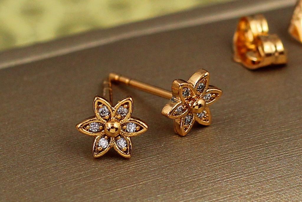 Серьги гвоздики Xuping Jewelry Ала цветочек 7 мм Золотистый (1933584397)