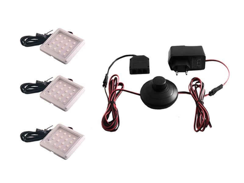 Комплект светодиодных светильников LEDUA квадратных для мебели 3шт 220В 6Вт IP20 синий (37362180)