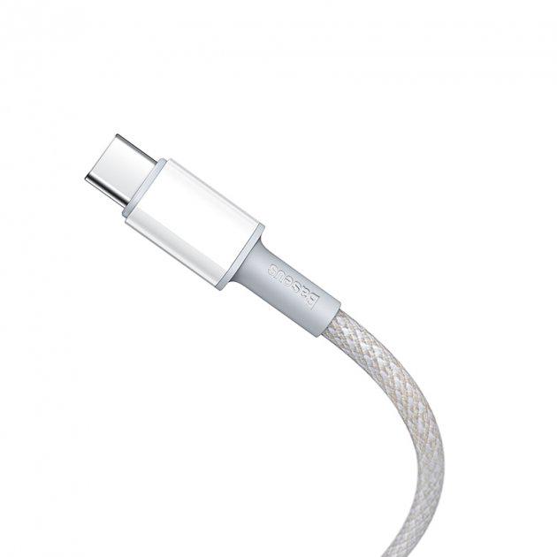 Кабель Baseus Type-C to Type-C High Density Braided Fast Charging Data Cable 1 м 5A 100W CATGD-02 White (40602aed) - фото 2