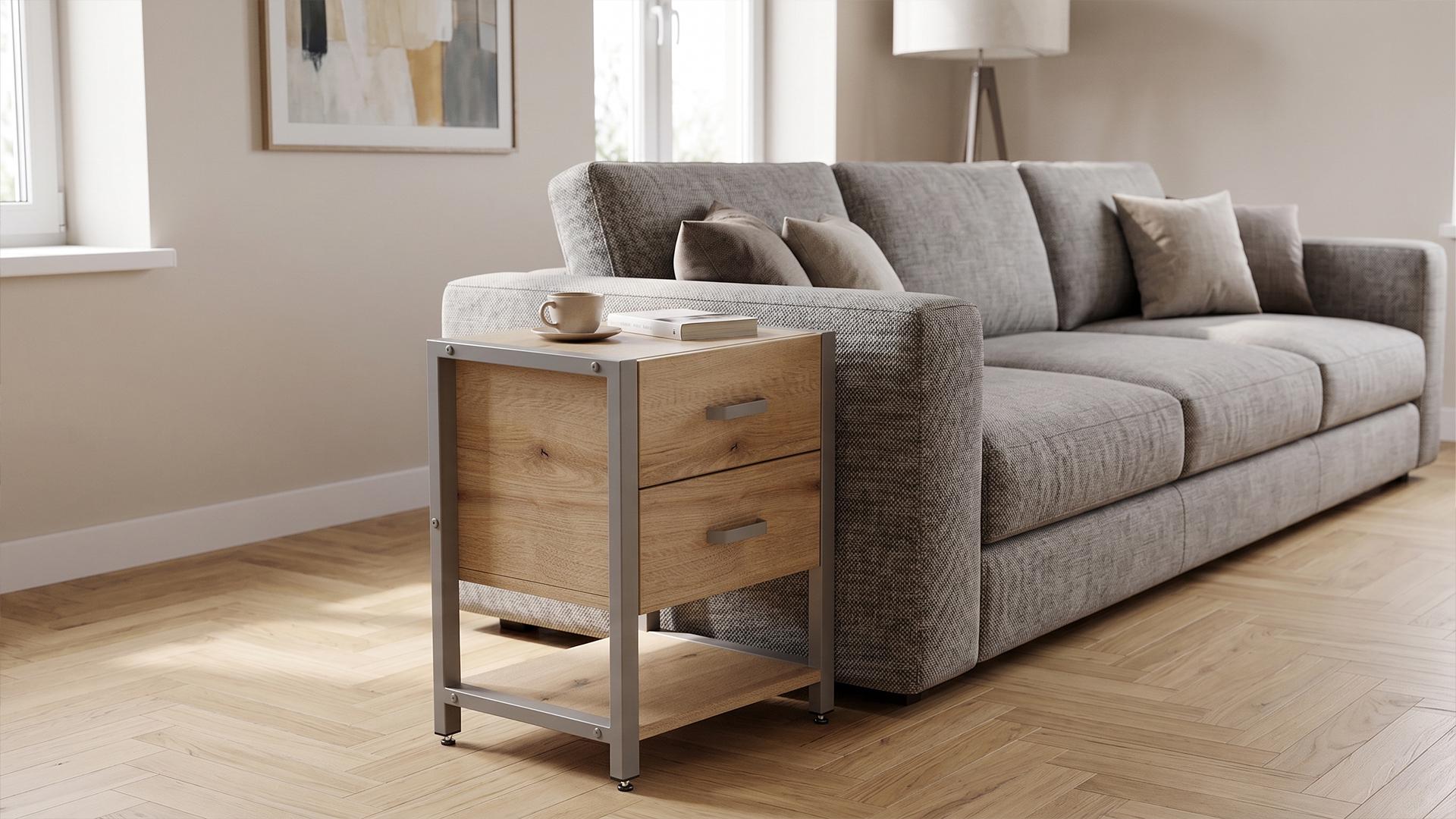 Тумба универсальная Ferrum-decor Вивьен ДСП 16 мм 2/1 50x41x40 Серый/Дуб Эвок Прибрежный (FRD-107800)