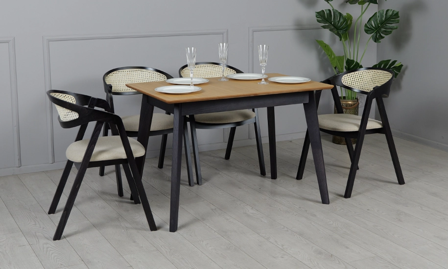 Стол раскладной Милан из массива дерева ножки черные 1100/1400x700x750 мм Дуб (2147484285) - фото 13